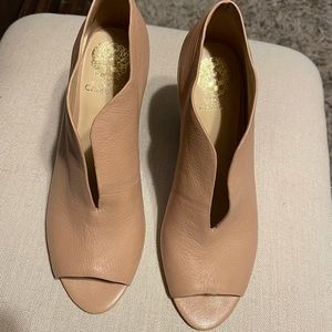 Open toe booties with chunky heel